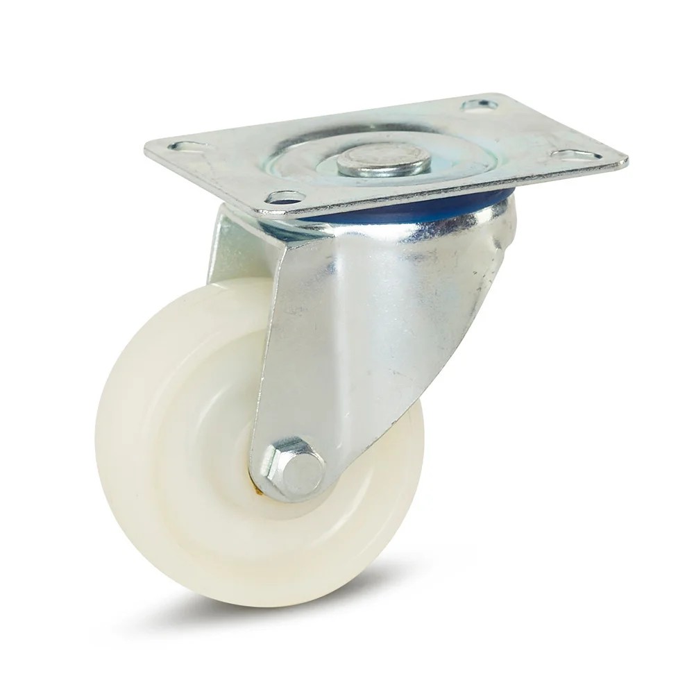 Nylon zwenkwiel met topplaat - 80mm - 150kg