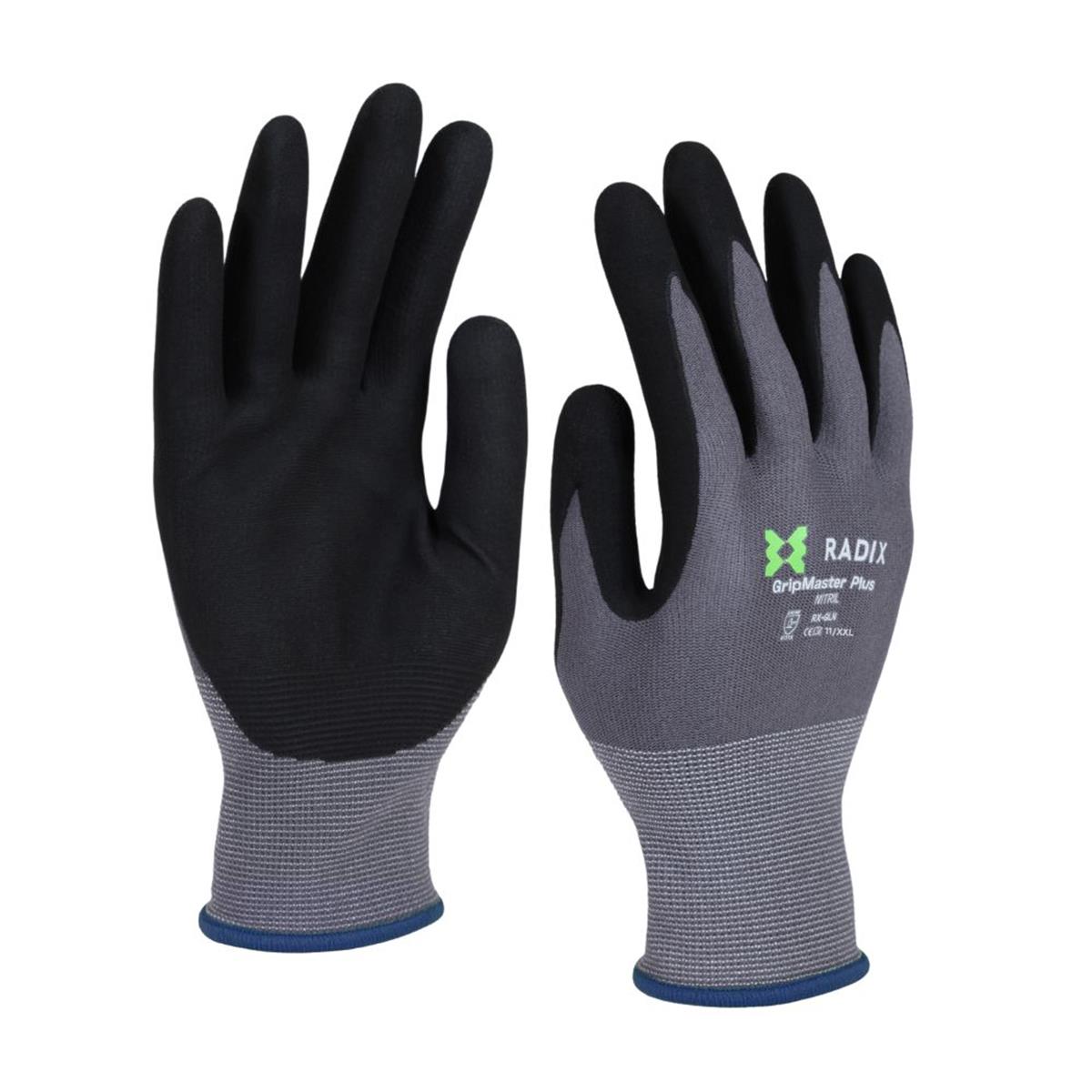 Radix GripMaster Plus - Werkhandschoenen - Nitril Micro Foam - Black/Grey - M11 / XXL Radix GripMaster Plus - Werkhandschoenen - Nitril Micro Foam - Black/Grey - M11 / XXL