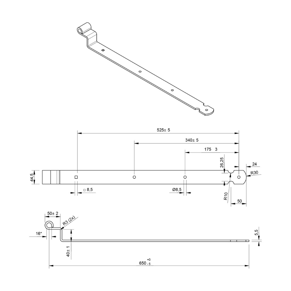 Duimheng tbv 16 mm duim 65 cm met bocht zwart | FixMasters