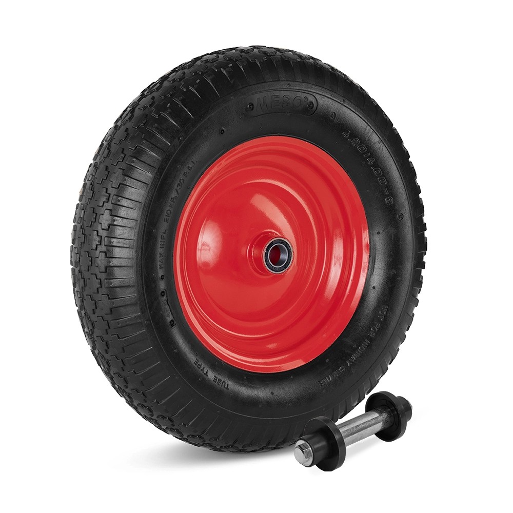 Kruiwagenwiel 400x8 luchtband met kogellager 20mm - 200kg draagkracht inclusief 130mm as Kruiwagenwiel 400x8 luchtband met kogellager 20mm - 200kg draagkracht inclusief 130mm as