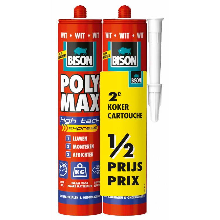 Bison Poly Max High Tack Wit Duo-Pack 425g (2 stuks) Bison Poly Max High Tack Wit Duo-Pack 425g (2 stuks)