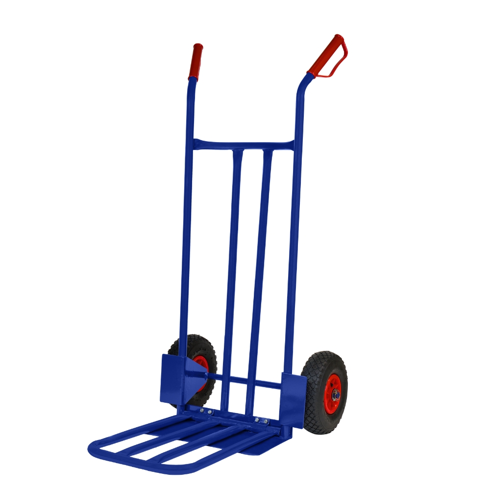 Blauwe Steekwagen met Klep - 200kg Draagvermogen - Luchtbanden