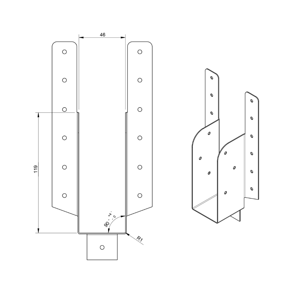 Raveeldrager met strip 190/46 x 117 mm | FixMasters Raveeldrager met strip 190/46 x 117 mm | FixMasters