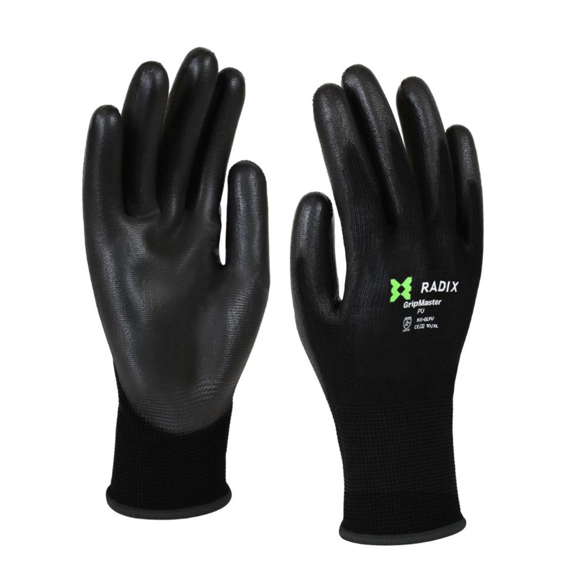 Radix GripMaster - Werkhandschoenen - PU Black - M10 / XL Radix GripMaster - Werkhandschoenen - PU Black - M10 / XL