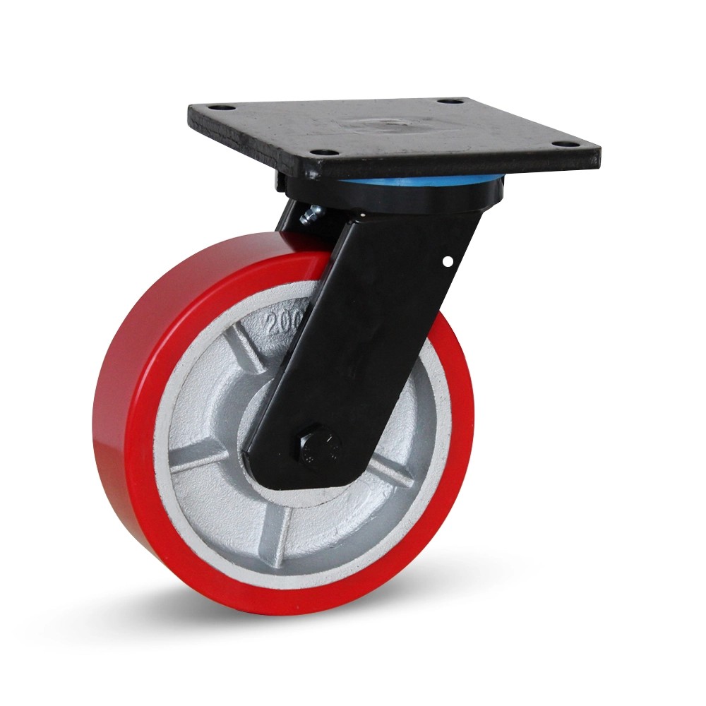 PU extra zwaarlast zwenkwiel met topplaat - 200mm - 1400kg