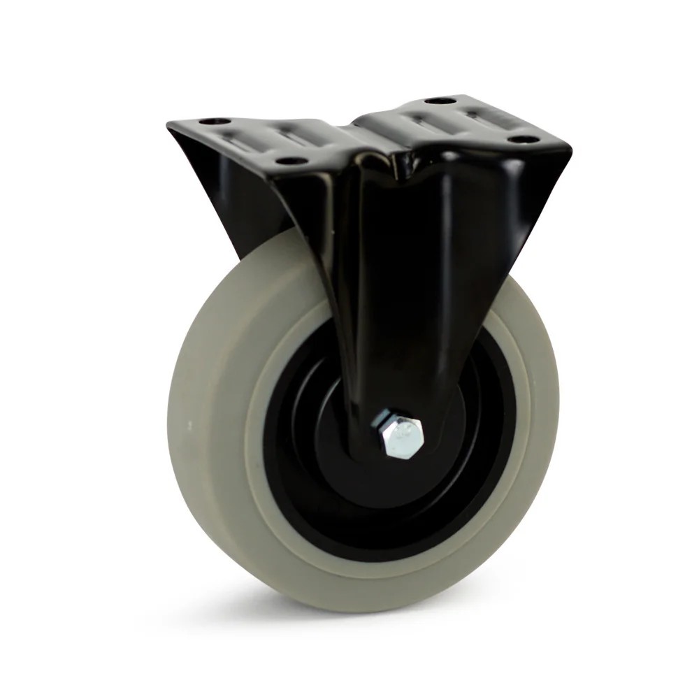 Grijs rubber bokwiel zwarte behuizing - 125mm - 180kg Grijs rubber bokwiel zwarte behuizing - 125mm - 180kg