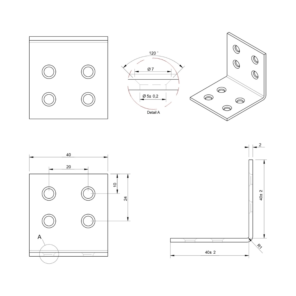 Versterkingshoek 40 x 40 x 60 mm RVS | FixMasters Versterkingshoek 40 x 40 x 60 mm RVS | FixMasters