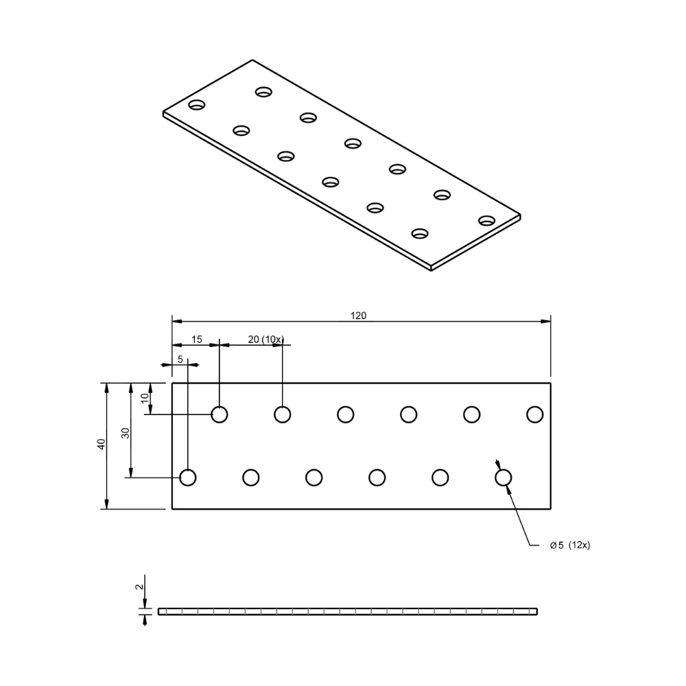 Koppelplaat 40 x 120 x 2 mm verzinkt | FixMasters Koppelplaat 40 x 120 x 2 mm verzinkt | FixMasters