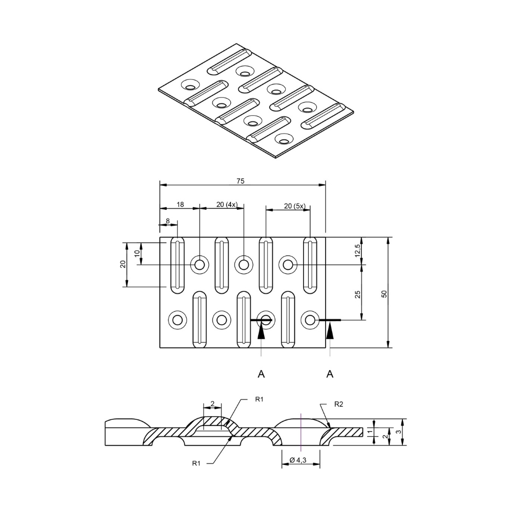 Spijkerplaat 75 x 50 x 1.00 mm verzinkt | FixMasters Spijkerplaat 75 x 50 x 1.00 mm verzinkt | FixMasters