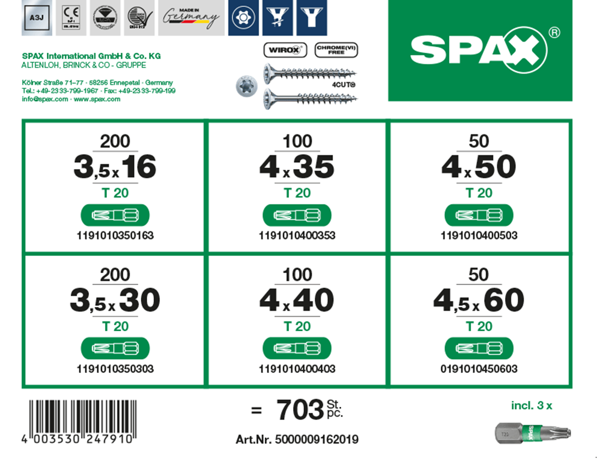 Spax schroeven Torx L-boxx wirox mini assortimentskoffer | FixMasters Spax schroeven Torx L-boxx wirox mini assortimentskoffer | FixMasters