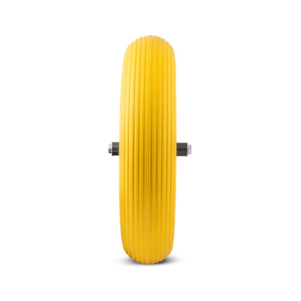 Kruiwagenwiel 400 x 8 PU plastic Geel, anti Lek, plastic velg | FixMasters