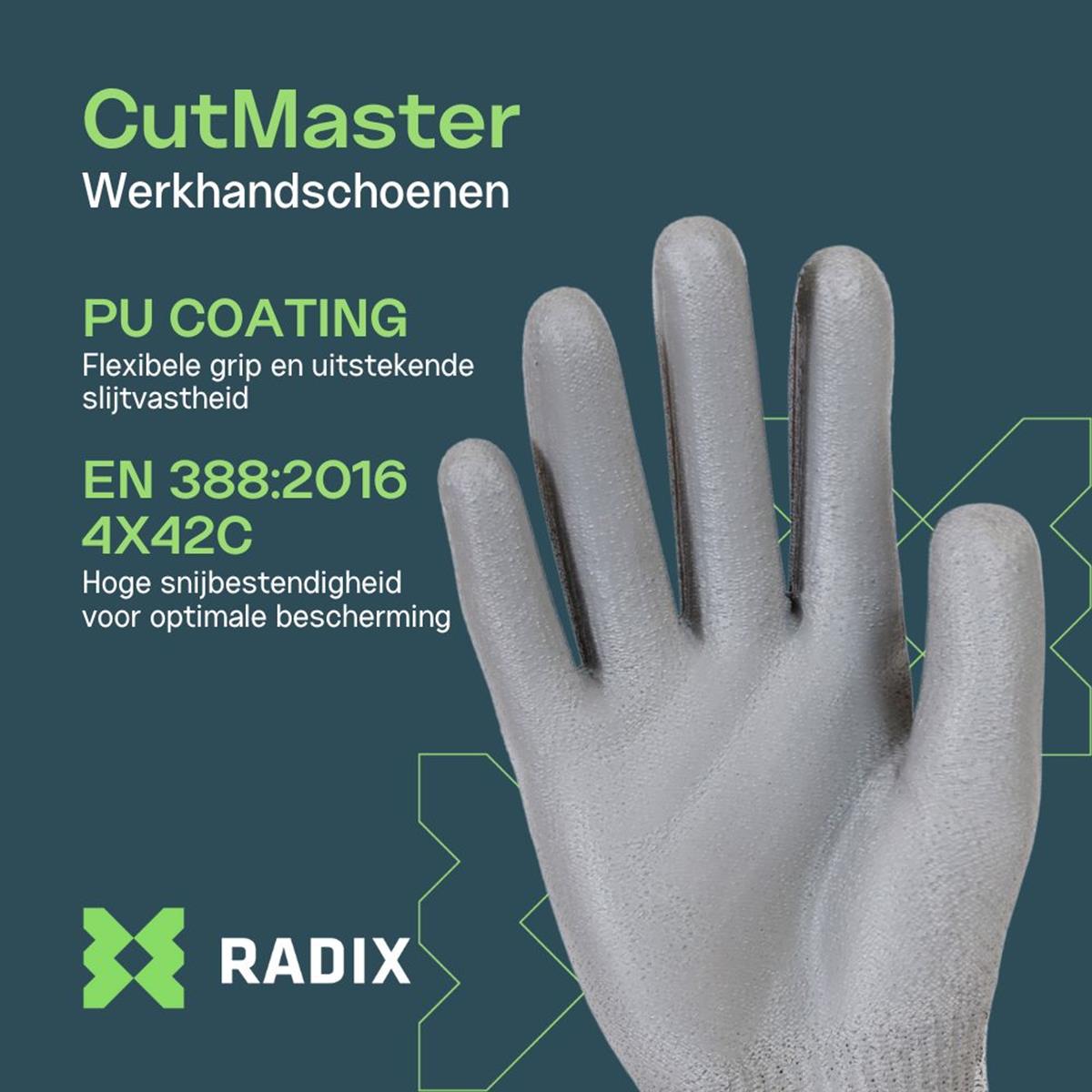 Radix cutmaster snijbestendige werkhandschoenen PU coating | FixMasters Radix cutmaster snijbestendige werkhandschoenen PU coating | FixMasters