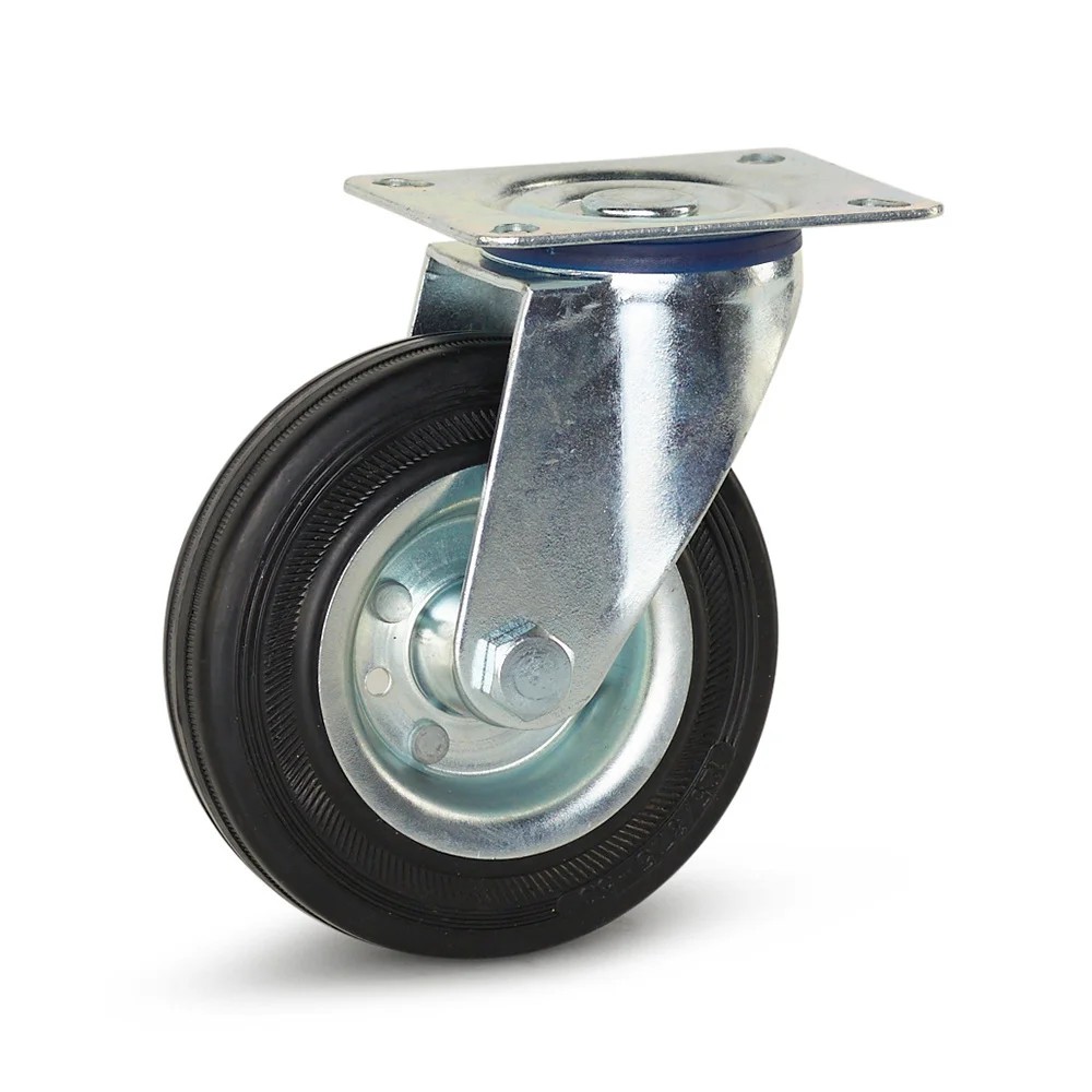 Reukloos rubber zwenkwiel met topplaat - 125mm - 100kg Reukloos rubber zwenkwiel met topplaat - 125mm - 100kg