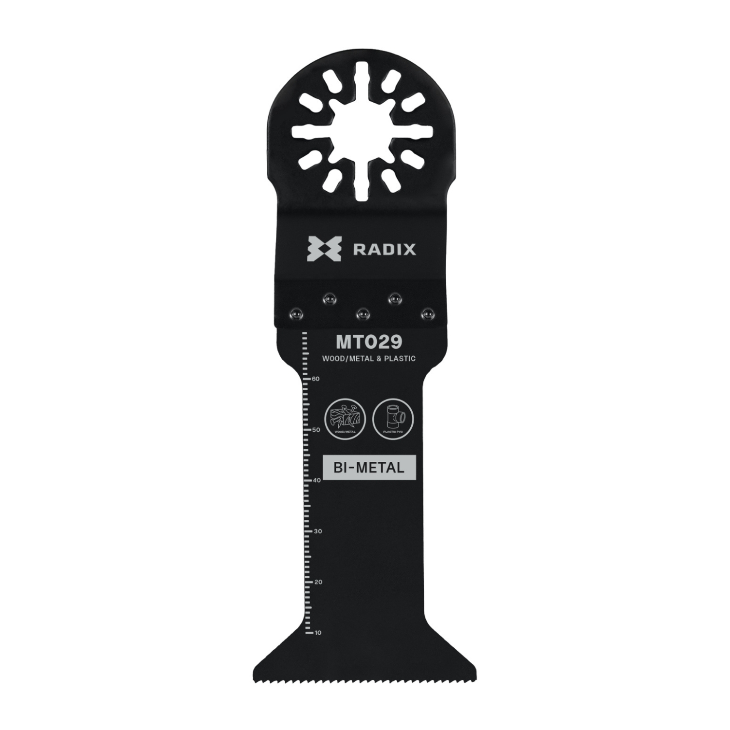 Radix Bi-metaal Multitool Zaagblad - 44x68mm - 18 TPI - Universele Aansluiting Radix Bi-metaal Multitool Zaagblad - 44x68mm - 18 TPI - Universele Aansluiting