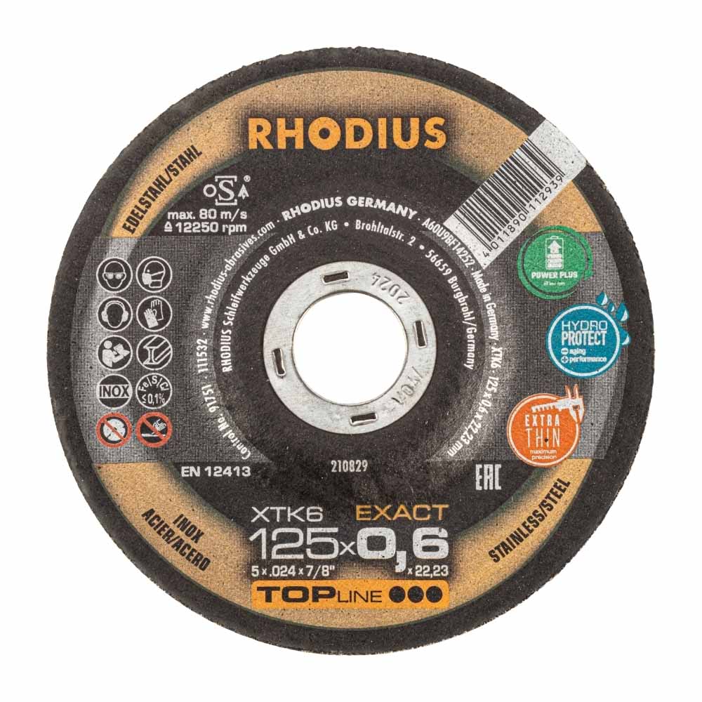 Rhodius XTK6 Doorslijpschijf Inox Premium 125 x 0,6 x 22,23 mm Rhodius XTK6 Doorslijpschijf Inox Premium 125 x 0,6 x 22,23 mm