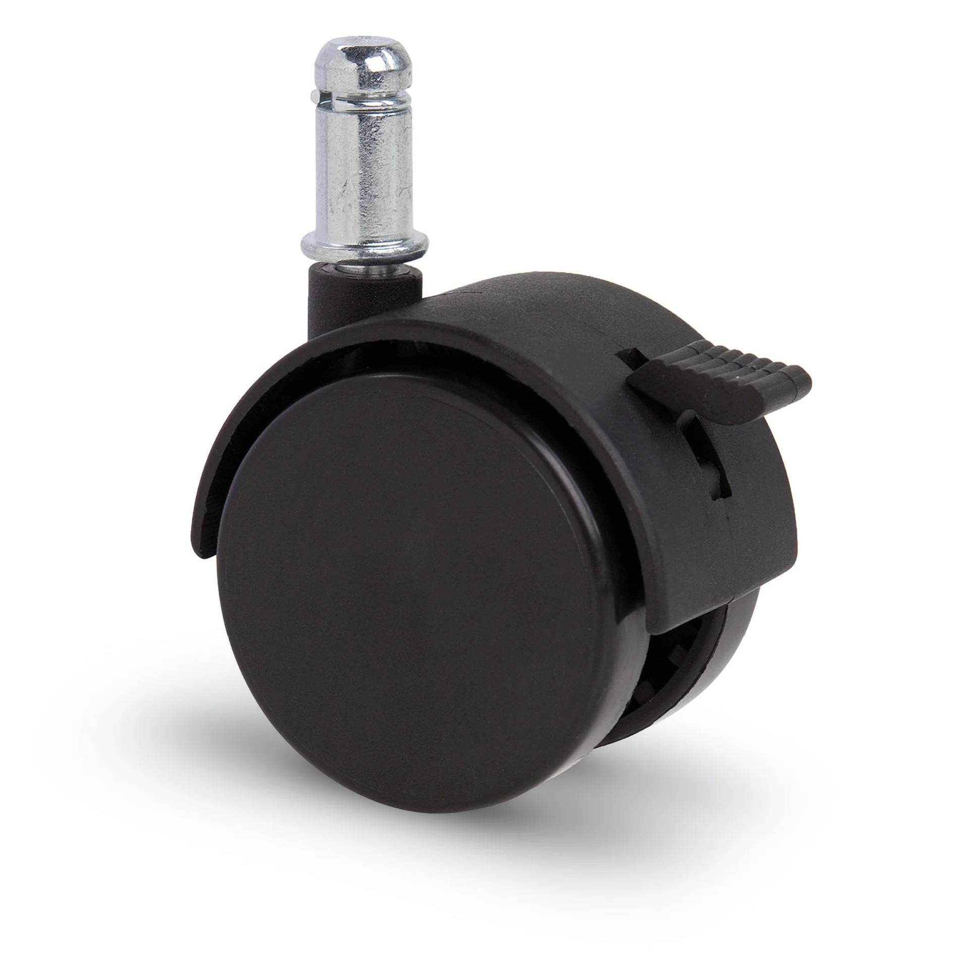 Meubelwiel met kap 50mm Nylon dubbel hard met stift 11x22mm geremd