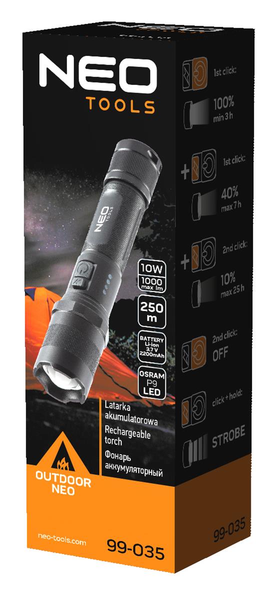 NEO - Zaklamp - OSRAM P9 LED 1000lm op Accu NEO - Zaklamp - OSRAM P9 LED 1000lm op Accu