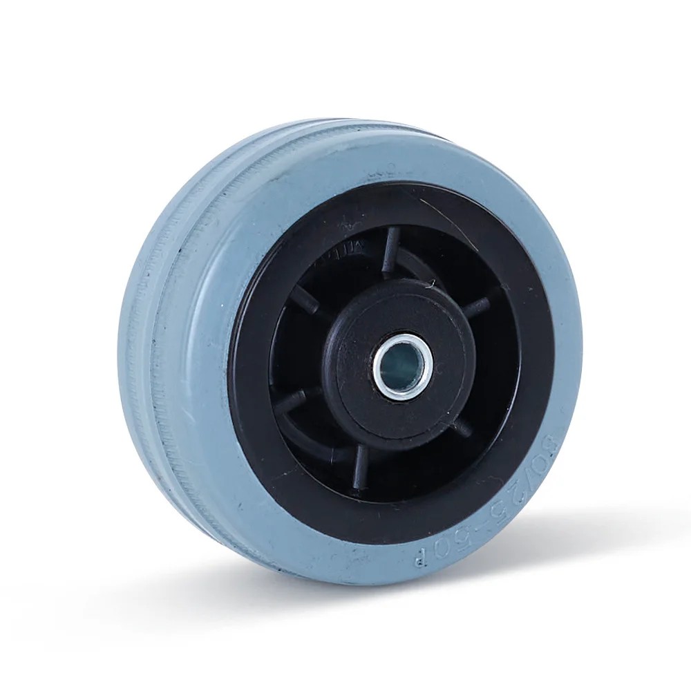 Grijs rubber wiel - 80mm - 60kg - Streeploos Grijs rubber wiel - 80mm - 60kg - Streeploos
