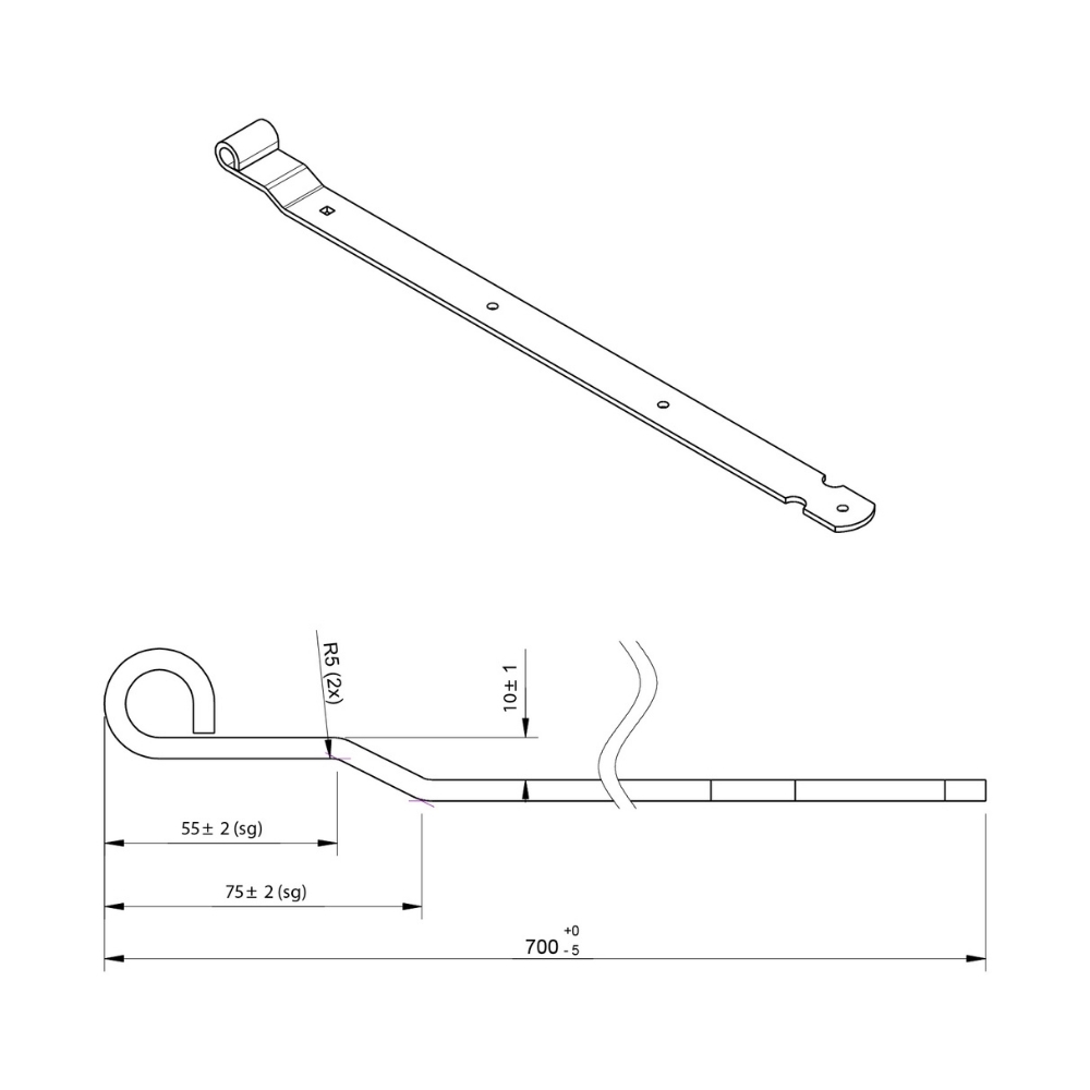 Duimheng tbv 16 mm duim 80 cm met verzet zwart | FixMasters