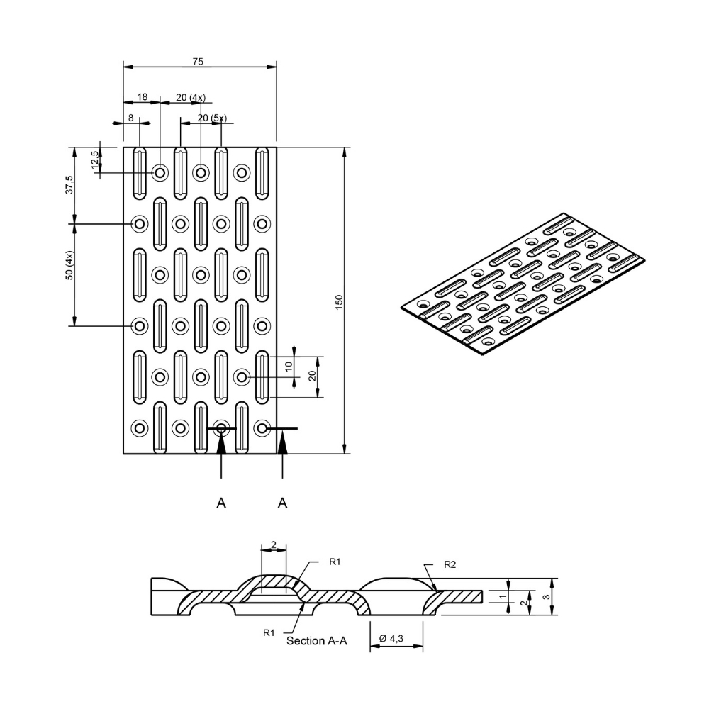 Spijkerplaat 75 x 150 x 1.25 mm verzinkt | FixMasters Spijkerplaat 75 x 150 x 1.25 mm verzinkt | FixMasters