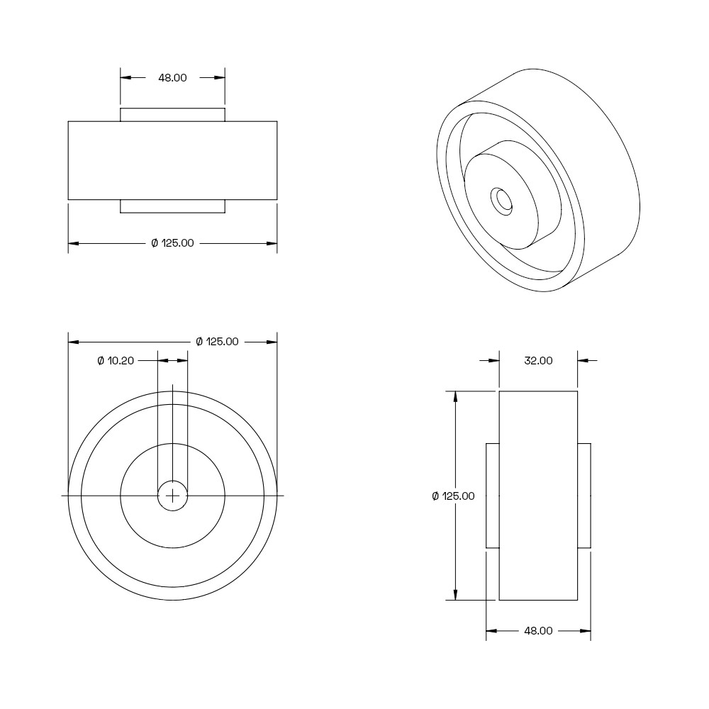 Apparatenwiel - 125mm - 130kg Apparatenwiel - 125mm - 130kg