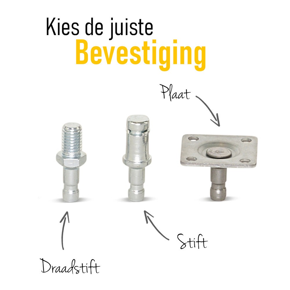 Premium Meubelwiel, met Kap, 50mm, PU geremd met topplaat | FixMasters