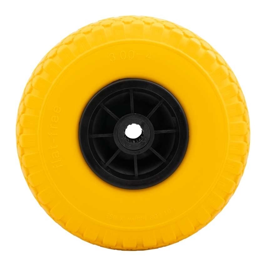 PU Steekwagenwiel 3.00-4 Anti-lek - Geel/Zwart 125kg Draagkracht PU Steekwagenwiel 3.00-4 Anti-lek - Geel/Zwart 125kg Draagkracht