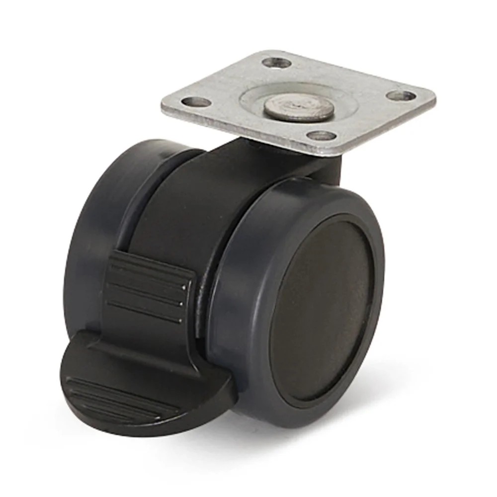 Meubelwiel geremd 42mm PU, topplaat montage 36,5x36,5mm Meubelwiel geremd 42mm PU, topplaat montage 36,5x36,5mm