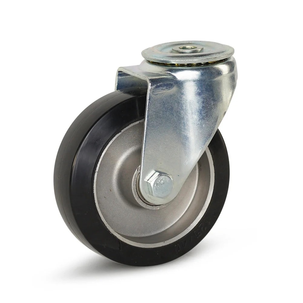 Zwenkwiel 125mm zwart rubber met aluminium body - 330kg draagkracht Zwenkwiel 125mm zwart rubber met aluminium body - 330kg draagkracht