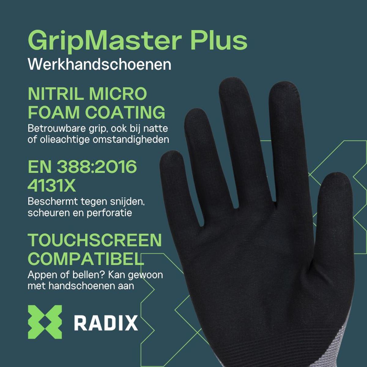 Radix gripmaster Plus werkhandschoenen nitril micro foam | FixMasters Radix gripmaster Plus werkhandschoenen nitril micro foam | FixMasters