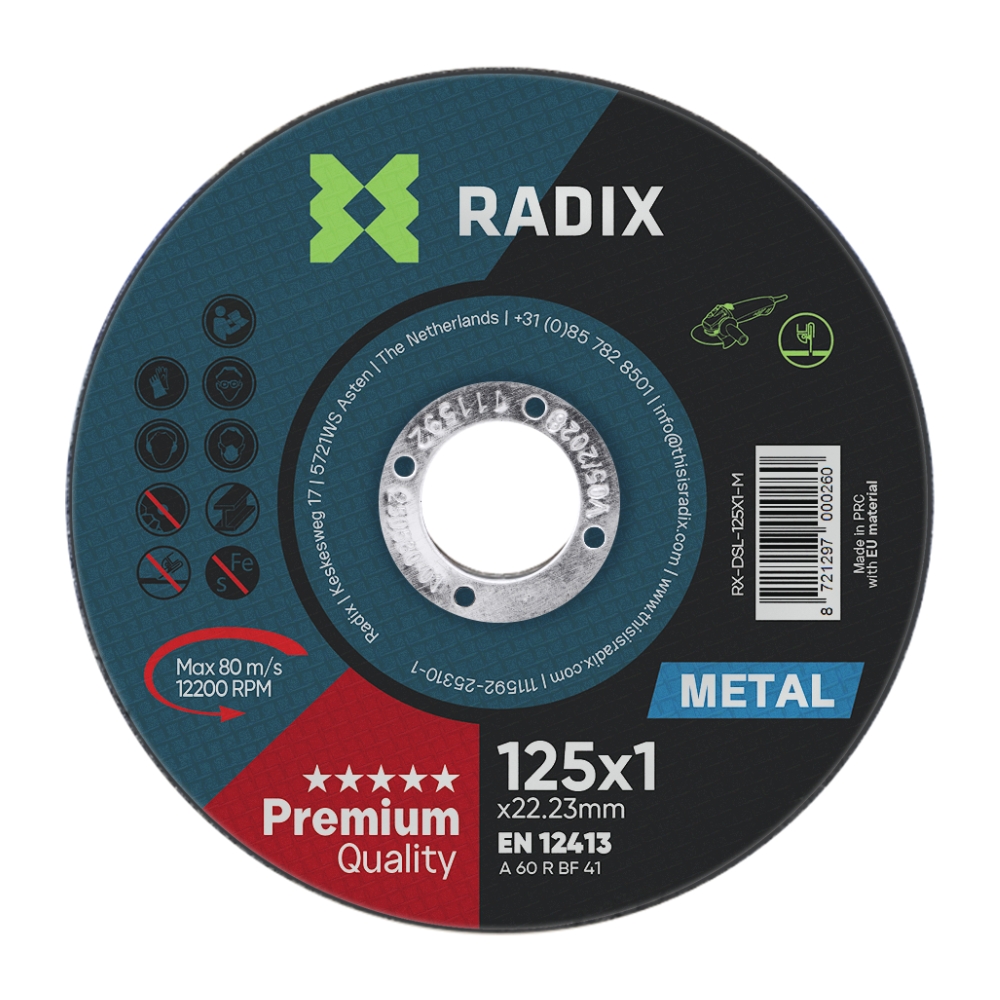 Radix doorslijpschijf metaal 125 x 1 x 22,23 mm Premium | FixMasters