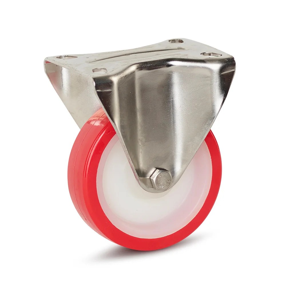 RVS bokwiel met PU bandage - 100mm - 180kg