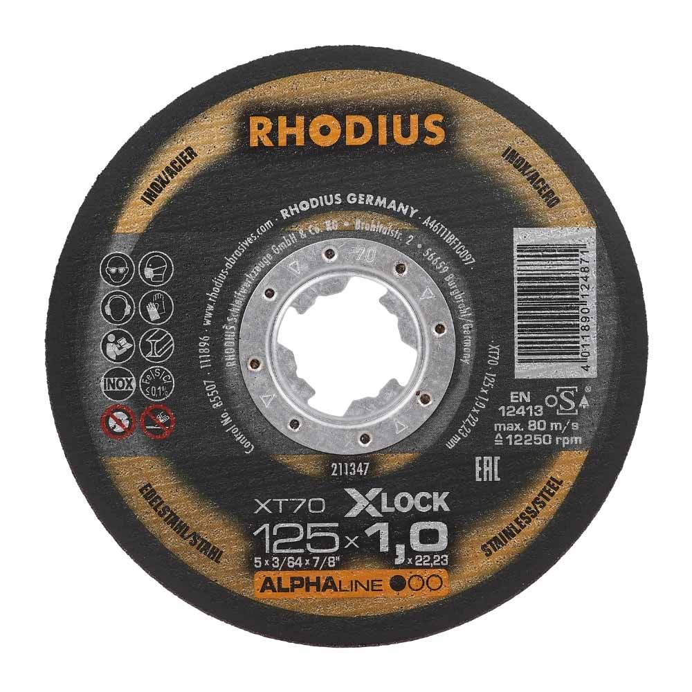 Rhodius Core Doorslijpschijf Inox 125x1,0x22,23mm X-Lock XT70 Rhodius Core Doorslijpschijf Inox 125x1,0x22,23mm X-Lock XT70