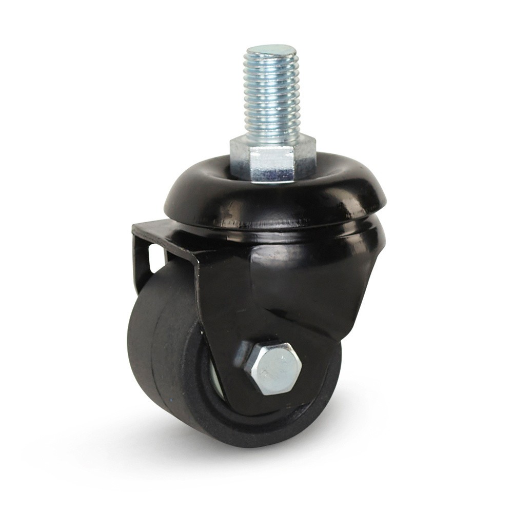 Nylon zwaarlast zwenkwiel zwart 75mm - 600kg draagkracht - M16 Nylon zwaarlast zwenkwiel zwart 75mm - 600kg draagkracht - M16