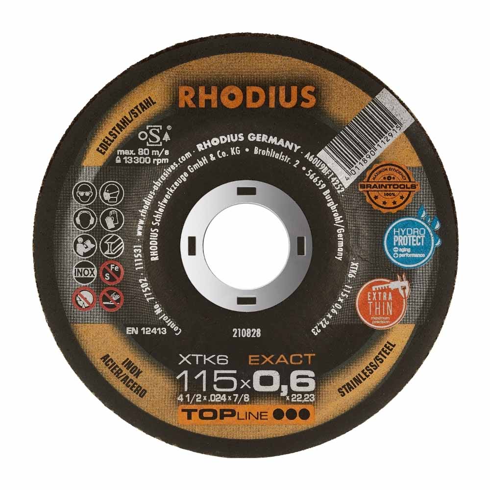 Rhodius XTK6 Doorslijpschijf Inox Premium 115x0,6x22,23mm Rhodius XTK6 Doorslijpschijf Inox Premium 115x0,6x22,23mm