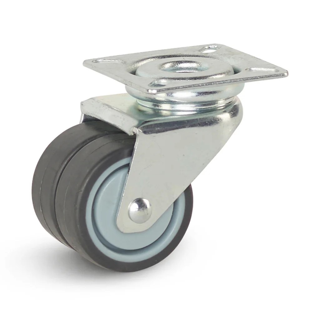 Dubbel zwenkwiel met topplaat - 50mm - 90kg Dubbel zwenkwiel met topplaat - 50mm - 90kg