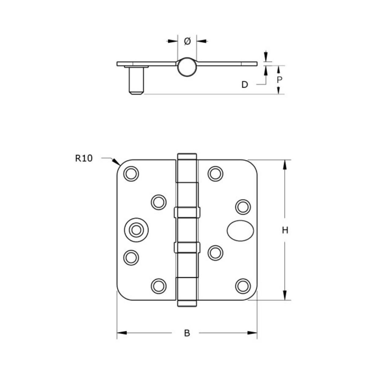Kogellagerscharnier - Ronde hoeken - 89x89mm - Verzinkte pen - Staal - Verzinkt - SKG*** Kogellagerscharnier - Ronde hoeken - 89x89mm - Verzinkte pen - Staal - Verzinkt - SKG***