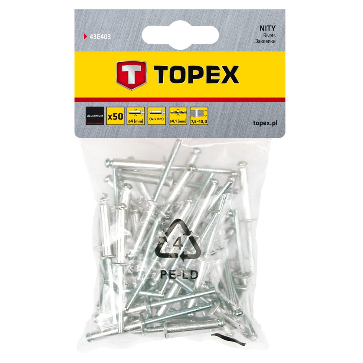 Topex - Popnagels - 4,0 x 12,5mm (50 stuks) Topex - Popnagels - 4,0 x 12,5mm (50 stuks)