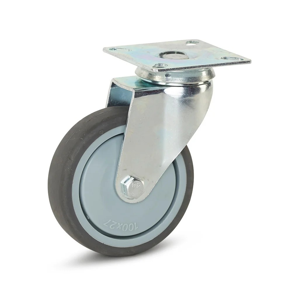 Trolley zwenkwiel met topplaat - 100mm - 100kg Trolley zwenkwiel met topplaat - 100mm - 100kg