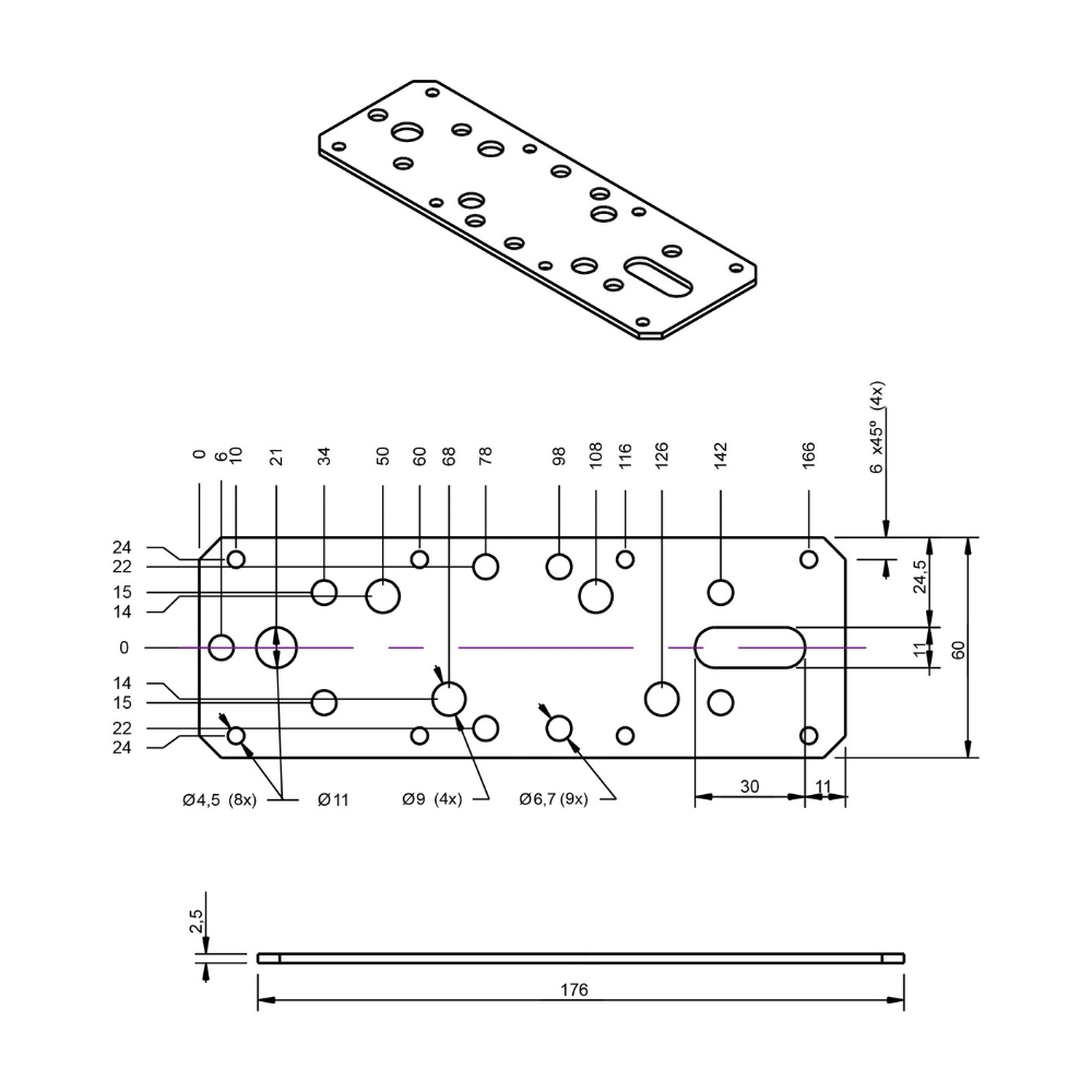 Koppelplaat 180 x 63 x 2.5 mm verzinkt | FixMasters Koppelplaat 180 x 63 x 2.5 mm verzinkt | FixMasters