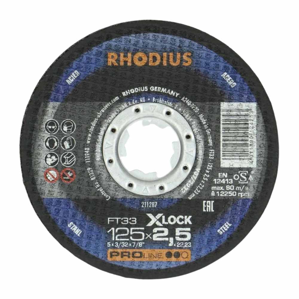 Rhodius - Doorslijpschijf metaal Pro - 125 x 2,5 x 22,23 mm - X-Lock FT33 Rhodius - Doorslijpschijf metaal Pro - 125 x 2,5 x 22,23 mm - X-Lock FT33