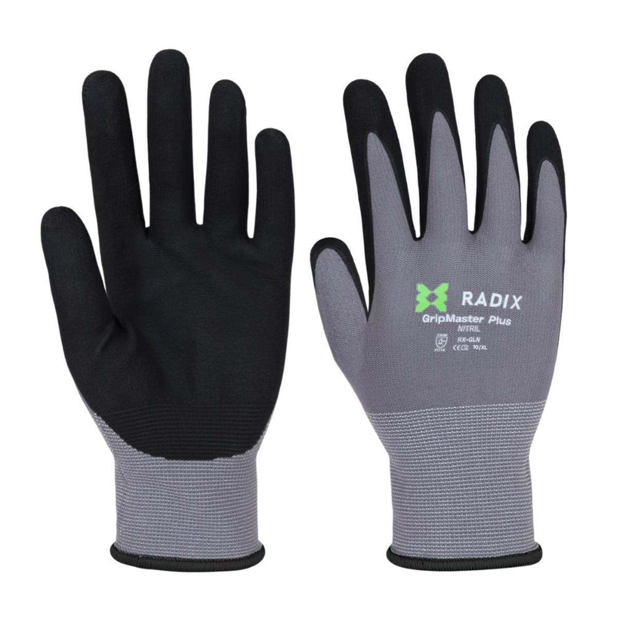 Radix GripMaster Plus - Werkhandschoenen - Nitril Micro Foam - Black/Grey - M10 / XL Radix GripMaster Plus - Werkhandschoenen - Nitril Micro Foam - Black/Grey - M10 / XL