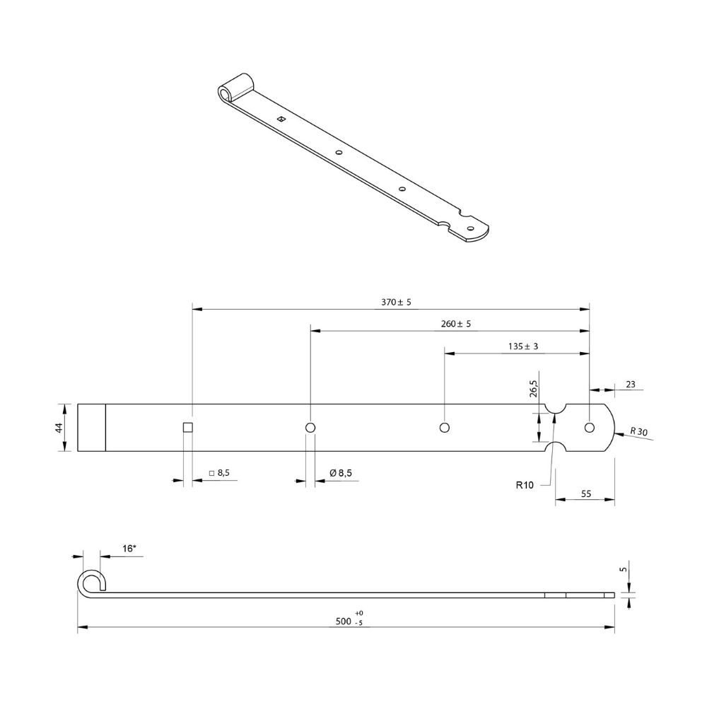 Duimheng rond tbv 16 mm duim 50 cm zwart | FixMasters
