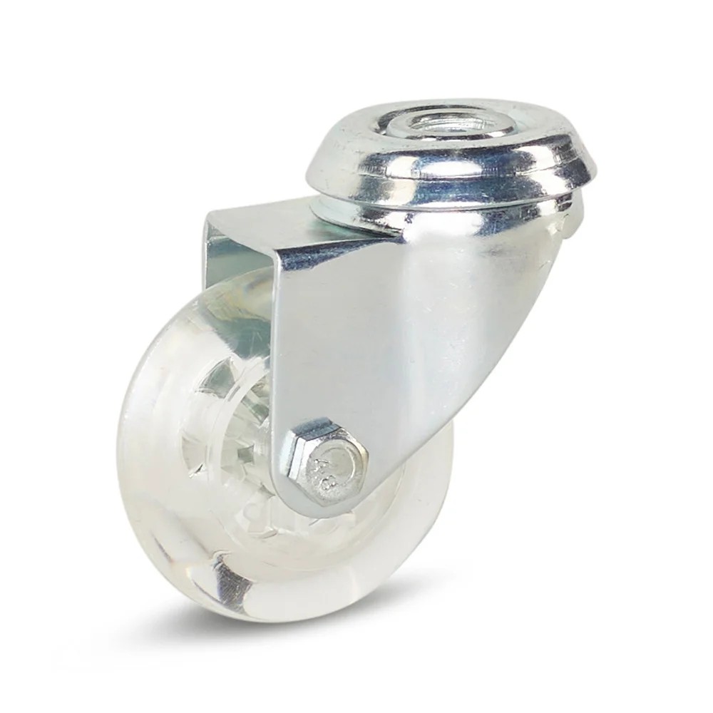 Transparant Meubel zwenkwiel met centraal gat - 50mm - 50kg Transparant Meubel zwenkwiel met centraal gat - 50mm - 50kg