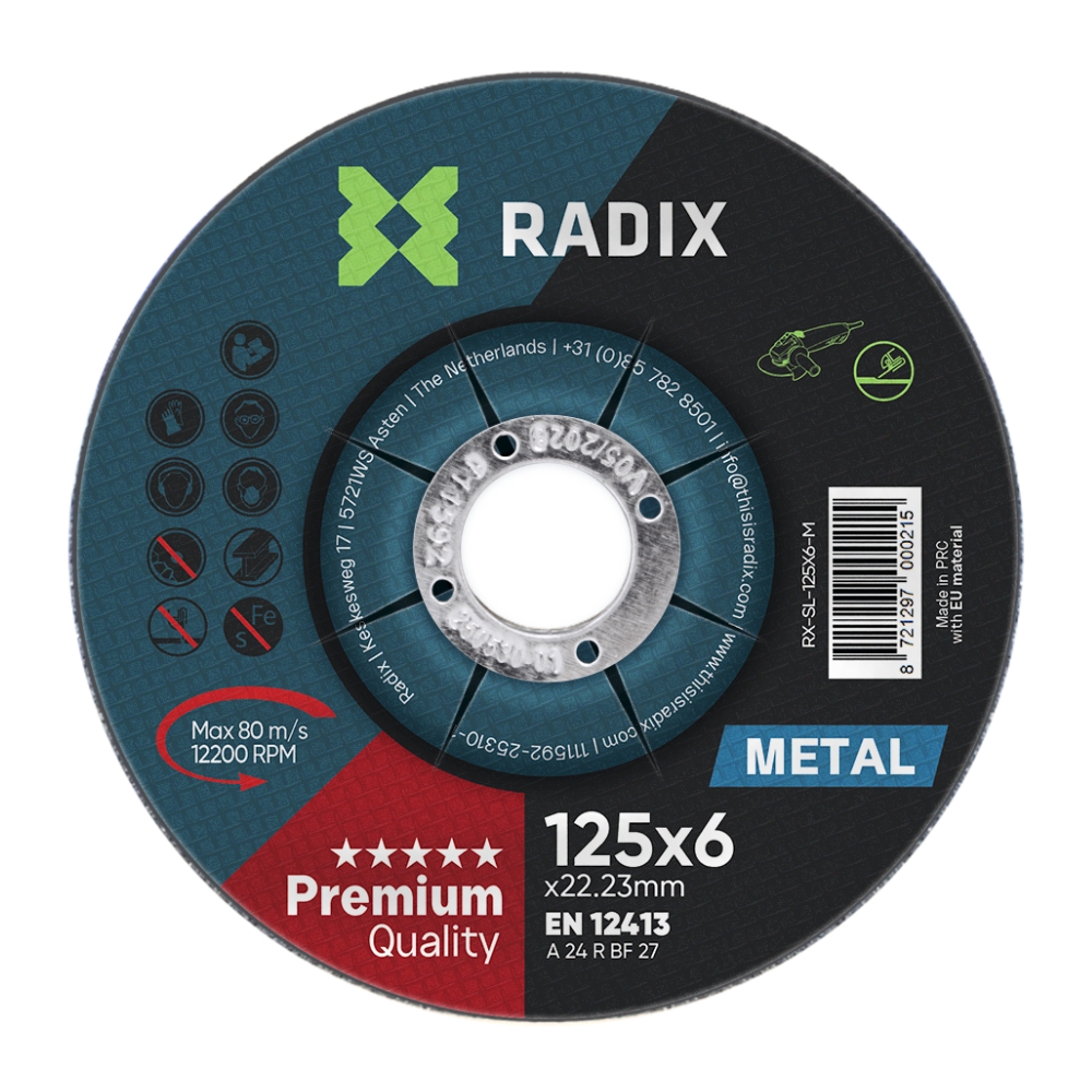 Radix - Slijpschijf - Metaal - 125 x 6 x 22,23 mm Radix - Slijpschijf - Metaal - 125 x 6 x 22,23 mm