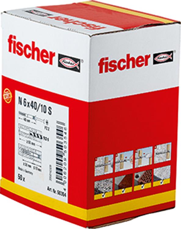 Fischer N-S Slagpluggen 6x40mm - Nagelpluggen (50 stuks) Fischer N-S Slagpluggen 6x40mm - Nagelpluggen (50 stuks)