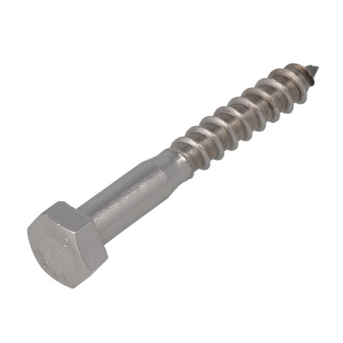 RVS Houtdraadbouten M7x130mm DIN571 - Zeskant - A2 kwaliteit (50st)