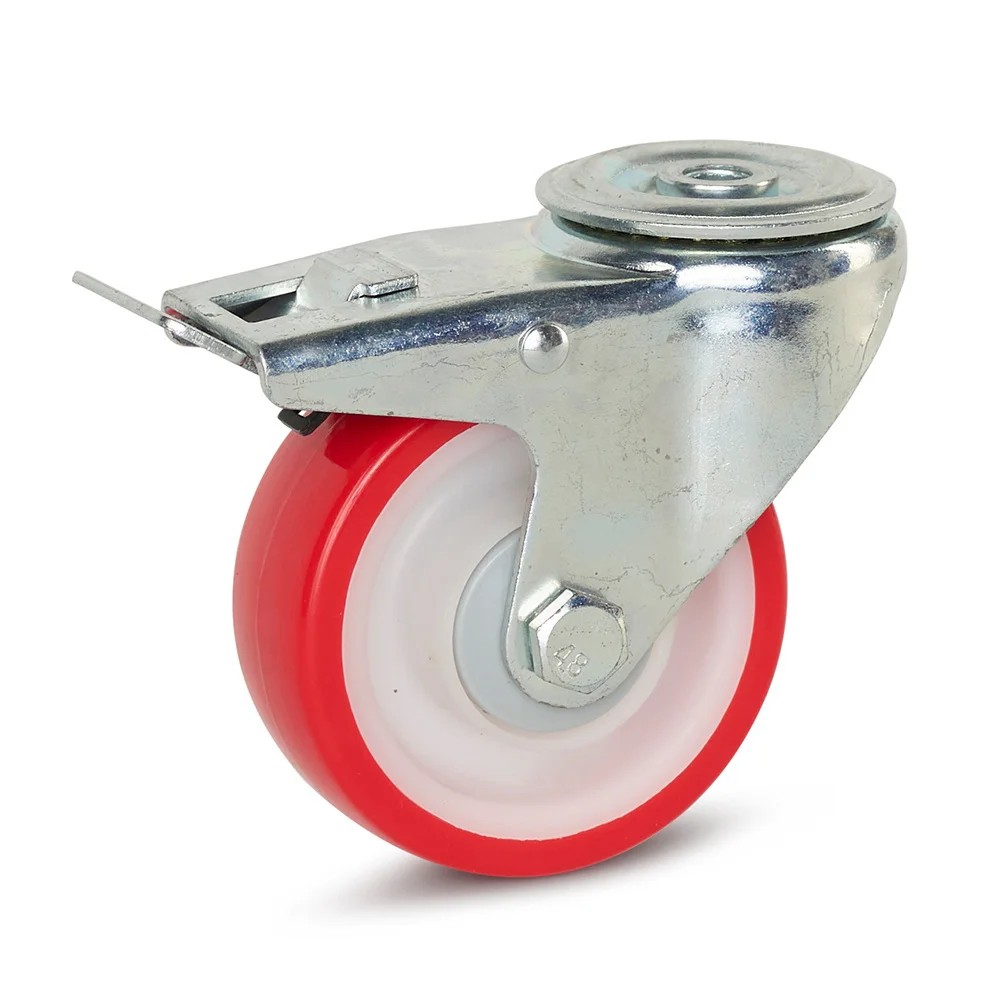 Polyurethaan zwenkwiel met dubbele rem - Ø100mm - 180kg Polyurethaan zwenkwiel met dubbele rem - Ø100mm - 180kg