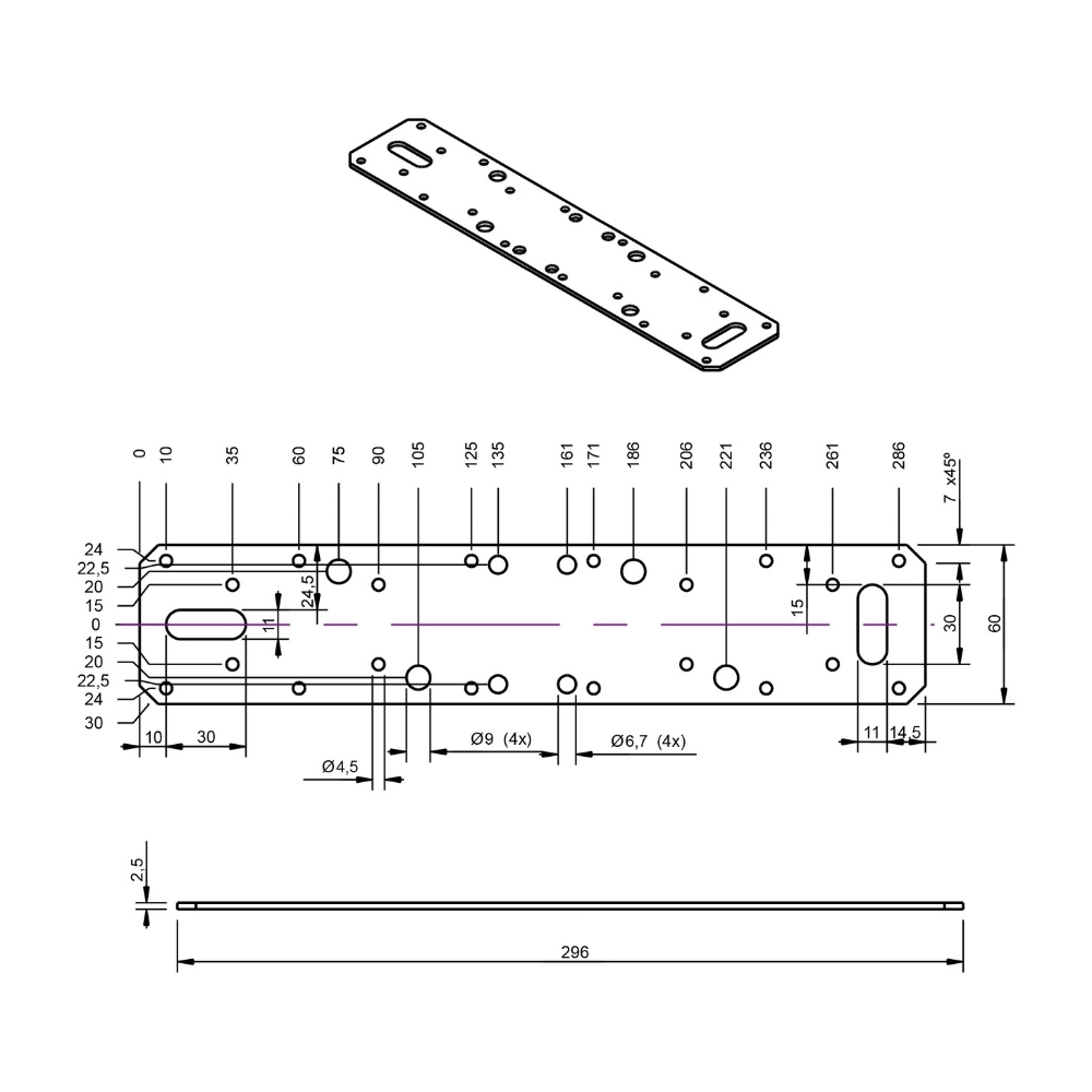 Koppelplaat 300 x 60 x 2.5 mm verzinkt | FixMasters Koppelplaat 300 x 60 x 2.5 mm verzinkt | FixMasters