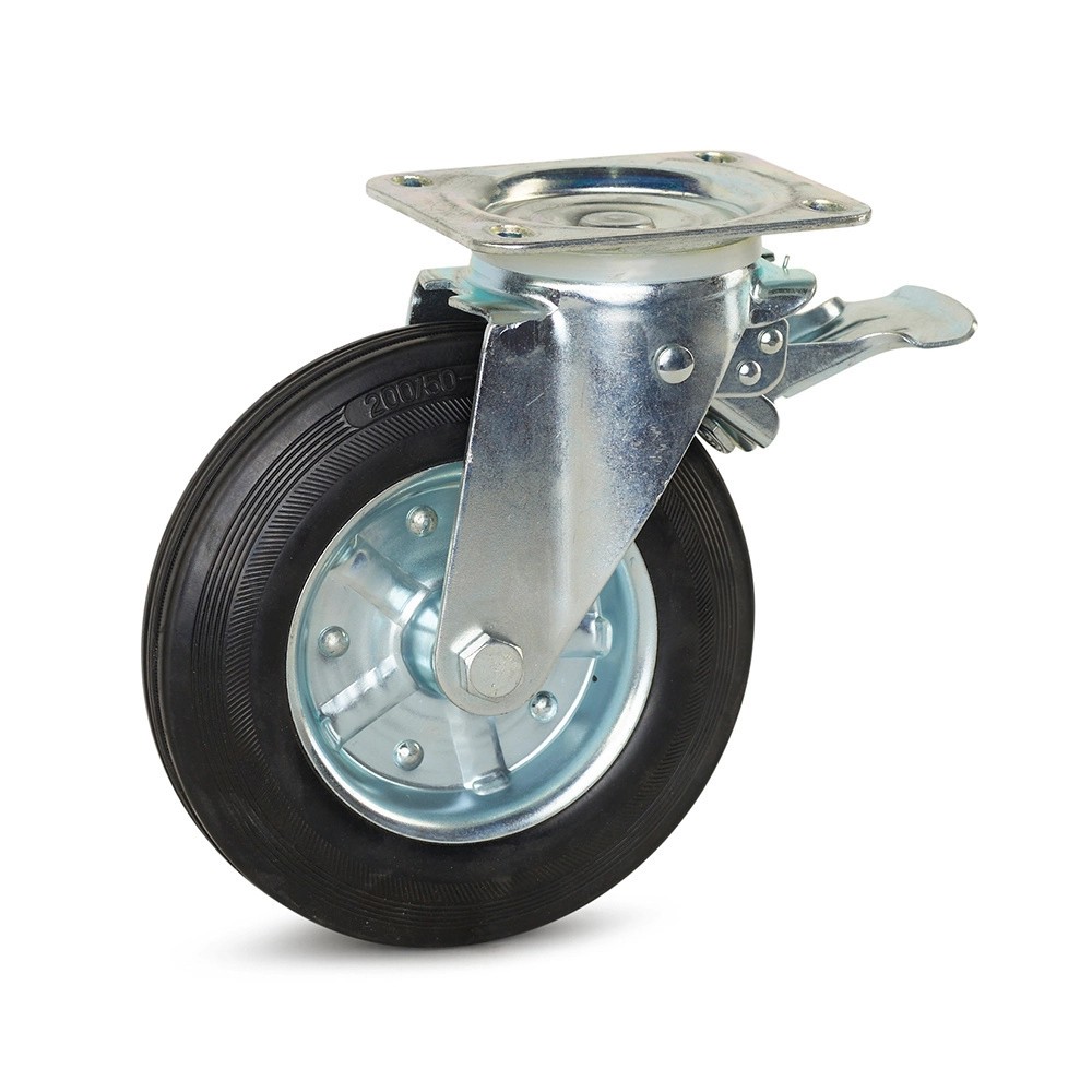 Geremd zwenkwiel voor afvalcontainer - 200mm - 240kg draagkracht Geremd zwenkwiel voor afvalcontainer - 200mm - 240kg draagkracht